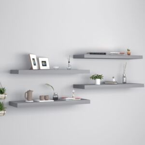 POOD24 настенные полки, 4 шт., Серые, 80 x 23,5 x 3,8 см МДФ