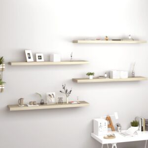 POOD24 полка навесная, 4 шт., Цвет дуб, 120x23,5x3,8 см МДФ