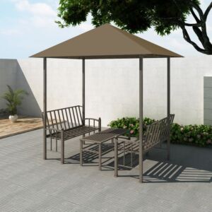 Pood24 aiapaviljon koos laua ja pinkidega 2,5 x 1,5 x 2,4 m, beež, 180 g/m²	