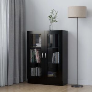 Pood24 шкаф-витрина черный 82,5x30,5x115 см ДСП