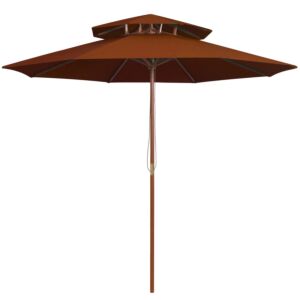 Pood24 kahekordne päikesevari puust postiga, terrakota, 270 cm