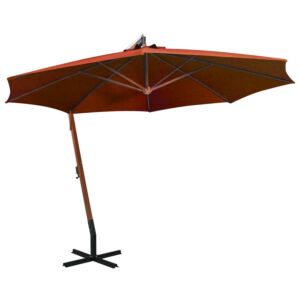 Pood24 rippuv päikesevari postiga, terrakota, 3,5 x 2,9 m nulupuit