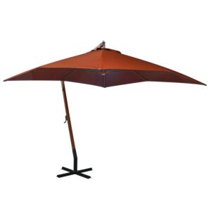 Pood24 rippuv päikesevari postiga, terrakota, 3 x 3 m, nulupuit