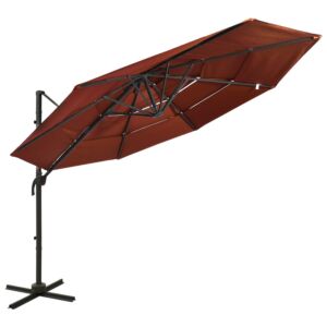Pood24 4-realine päikesevari alumiiniumpostiga, terrakota, 3 x 3 m