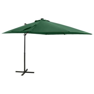 Pood24 konsooldisainiga päikesevari posti ja LEDiga, roheline, 250 cm