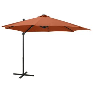 Pood24 konsooldisainiga päikesevari posti ja LEDiga, terrakota, 300 cm