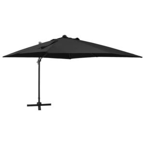 Pood24 konsooldisainiga aia päikesevari posti ja LEDiga, must, 300 cm
