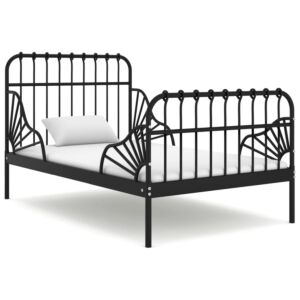Pood24 pikendatav voodiraam, must, metall, 80 x 130/200 cm