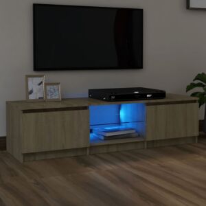POOD24 тумба под телевизор со светодиодной подсветкой, дуб Sonoma, 140 x 40 x 35,5 см