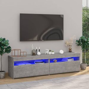 Pood24 Тумба под ТВ со светодиодной подсветкой, 2 шт, бетонно-серый, 75x35x40 см