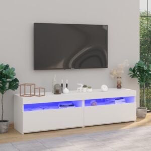Pood24 Тумба под ТВ с 2 светодиодами, глянцевый белый, 75x35x40 см