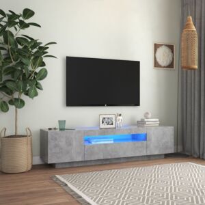 POOD24 тумба под ТВ со светодиодной подсветкой, серый бетон, 160 x 35 x 40 см