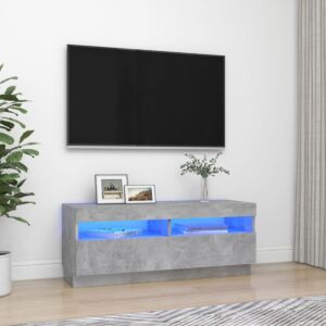 POOD24 тумба под ТВ со светодиодной подсветкой, серый бетон, 100 x 35 x 40 см