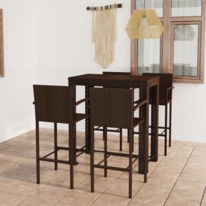 Pood24 5-osaline aiabaari komplekt käetugedega, polürotang, pruun