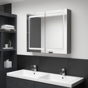 Зеркальный шкафчик для ванной Pood24 LED, серый, 80 x 12 x 68 см
