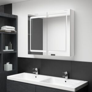 POOD24 LED Зеркальный шкафчик для ванной комнаты, ярко-белый, 80 x 12 x 68 см