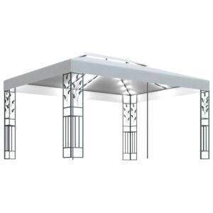 Pood24 varjualune, topeltkatuse ja nöörvalgustitega, 3 x 4 m, valge