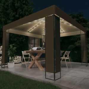 Pood24 varjualune topeltkatus ja LED-nöörvalgusti 3x3x2,7 m, pruunikas