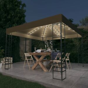 Pood24 aiatelk, LED-nöörvalgustitega, 3 x 3 m, pruunikashall