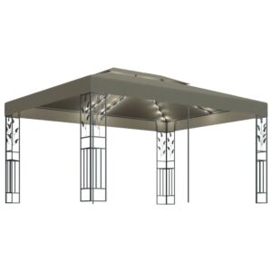 Pood24 varjualune topeltkatuse nöörvalgustiga 3x4 m pruunikas 180 g/m²