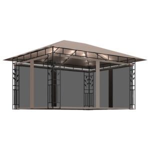 Pood24 varjualune sääsevõrk nöörvalgusti 4x3x2,73m pruunikas 180 g/m²