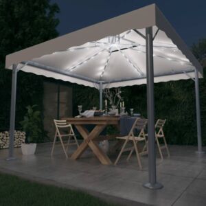 Pood24 varikatus, LED-nöörvalgustid, 300x300 cm, kreemjas, alumiinium