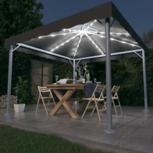 Pood24 varikatus, LED-nöörvalgustid, 300x300 cm, antratsiit alumiinium