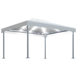 Pood24 varikatus nöörvalgustitega, 400 x 300 cm, kreemjas, alumiinium