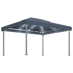 Pood24 varikatus nöörvalgustitega 400x300 cm antratsiithall alumiinium