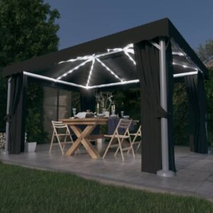 Pood24 varikatus, kardin, LED-nöörvalgusti 4x3 m antratsiit