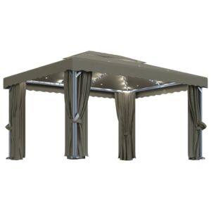 Pood24 varjualune kardina ja nöörvalgustitega, 4 x 3 m, pruunikashall