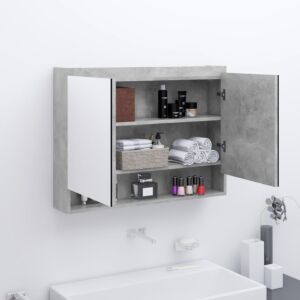 POOD24 Зеркальный шкафчик для ванной, 80 x 15 x 60 см, МДФ, серый бетон