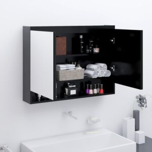 POOD24 Зеркальный шкафчик для ванной, 80 x 15 x 60 см, МДФ, антрацит