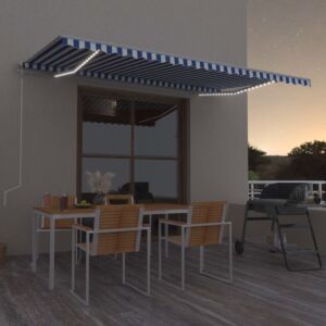 POOD24 автоматический тент, датчик ветра, светодиод, 500x350 см синий, белый