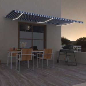 POOD24 автоматический тент, LED, датчик ветра, 600x350 см, синий / белый