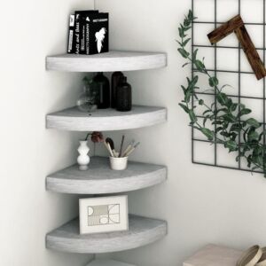 Полки POOD24 угловые 4 шт, серый бетон, МДФ 35 x 35 x 3,8 см