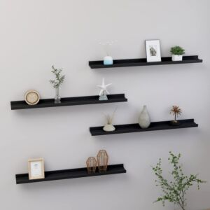 POOD24 настенные полки, 4 шт., Черные, 80 x 9 x 3 см