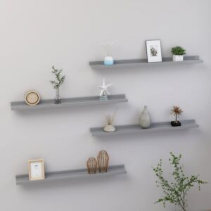 POOD24 настенные полки, 4 шт., Серые, 80 x 9 x 3 см