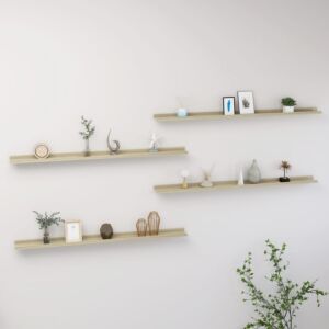 POOD24 настенные полки, 4 шт., Дуб Сонома, 115 x 9 x 3 см