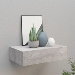 Полка для магазина с ящиком24, серый бетон 40 x 23,5 x 10 см МДФ