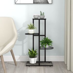 Pood24 4-korruseline lillealus, 43x22x76 cm, must, metall