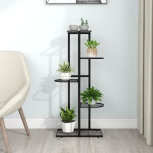 Pood24 5-korruseline lillealus, 43x22x98 cm, must, metall