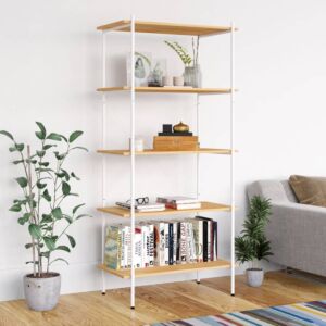 POOD24 5-уровневая напольная полка, белый и дуб, 80 x 40 x 163 см