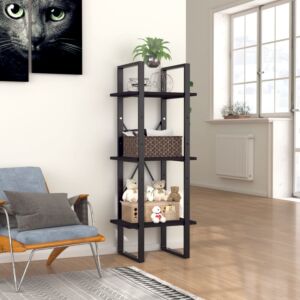 POOD24 3-х этажная книжная полка, черная, 40x30x105 см, ДСП