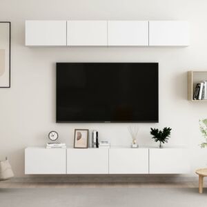 POOD24 Тумба под ТВ 4шт, белый, 100 x 30 x 30 см, ДСП