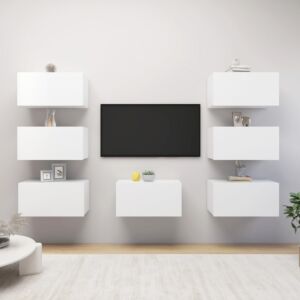 POOD24 Тумбы под ТВ 7 шт, белые, 30,5 x 30 x 60 см, ДСП