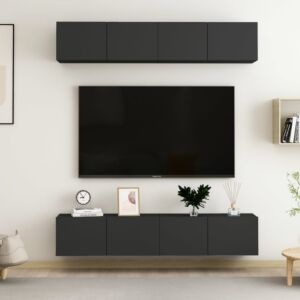 POOD24 Тумбы под ТВ 4 шт, черные, 80 x 30 x 30 см, ДСП