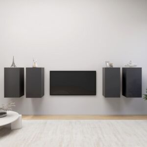 POOD24 Тумбы под ТВ 4 шт, серые, 30,5 x 30 x 60 см, ДСП