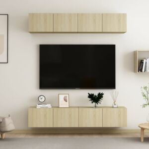 POOD24 Тумба под ТВ 4шт, дуб Сонома, 80 x 30 x 30 см, ДСП