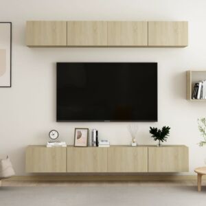POOD24 Тумба под ТВ 4шт, дуб Сонома, 100 x 30 x 30 см, ДСП